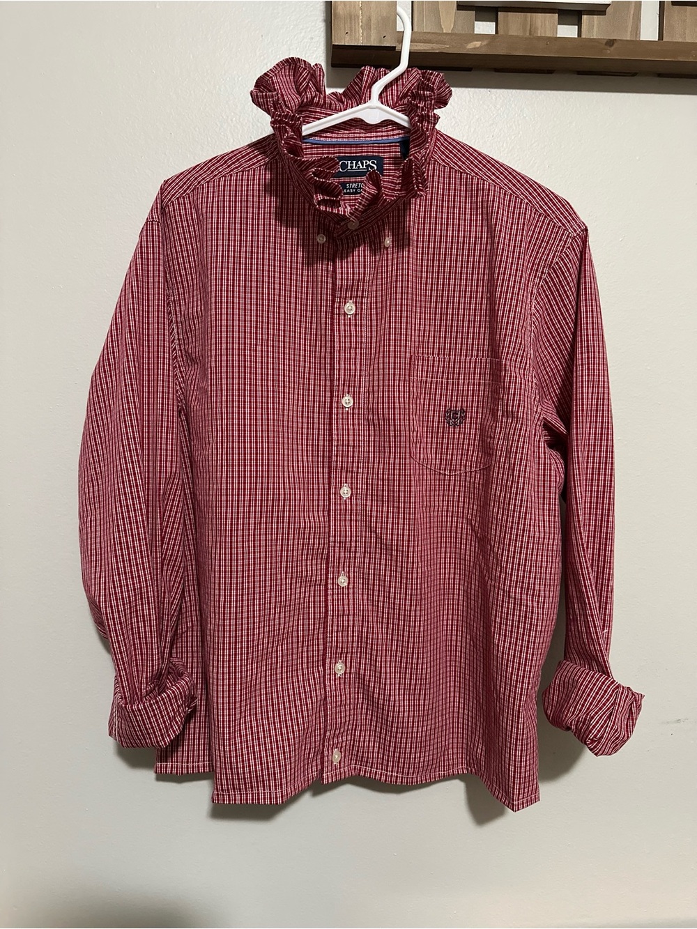 Chaps Women’s Red and White Check Button-Down Shirt